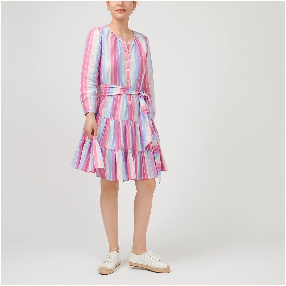 NWT J.CREW Belted button-up dress in pastel stripe